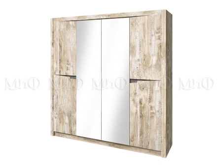 Шкаф 4-х Створчатый Ройс (Ш-2140 x В-2200 x Г-538 мм) Дуб Юкон/Бетон Темный