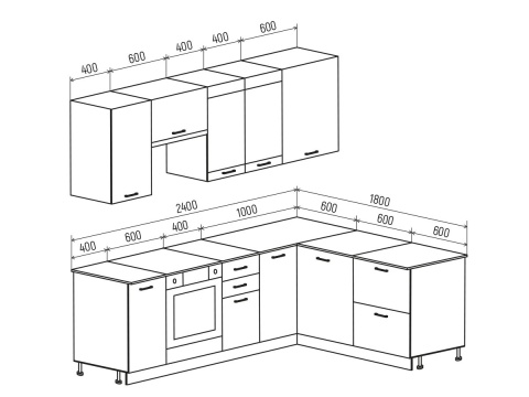 Кухонный Гарнитур Угловой Техас NEW 2400 Х 1800 мм/Разные Цвета